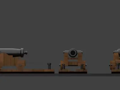1818 NAVAL GUN Low-poly 3D model