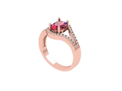 Ruby Oval Solitaire Ring 3D print model