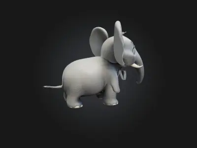 cartoon elephant Low-poly 3D model