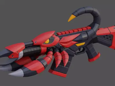 Scorpion Assault Rifle Game Ready 3D Model Low-poly 3D model