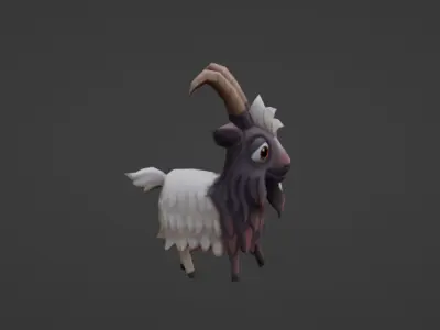 Cute Goat Low-poly 3D model