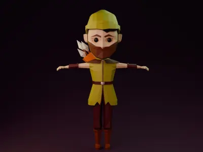 Lowpoly worrier character Low-poly 3D model