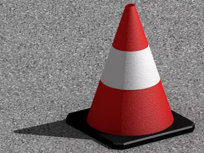 Traffic Cone 50 cm Road Construction Pylon Low Poly PBR 3D model