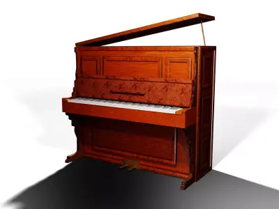 Realistic Low-Poly Upright Piano Game ready Asset Low-poly 3D model