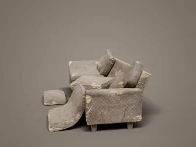 Old Couch Low-poly 3D model