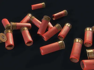 Cartridges shotgun shells Low-poly 3D model