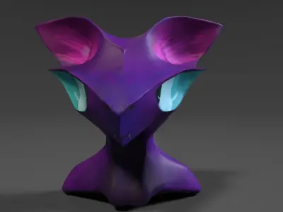 Bat Cat sculpture Free low-poly 3D model