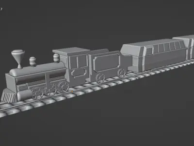 train game ready lego on tracks 3D model