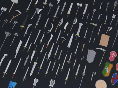 LowPoly Enemy Melee Weapons  Low-poly 3D model