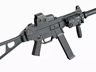 HK UMP 45 Tactical Low-poly 3D model