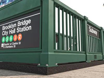 NYC Subway Entrance PBR 01 Low-poly 3D model