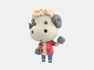 Cute Sheep 3D Illustration 3D model 4