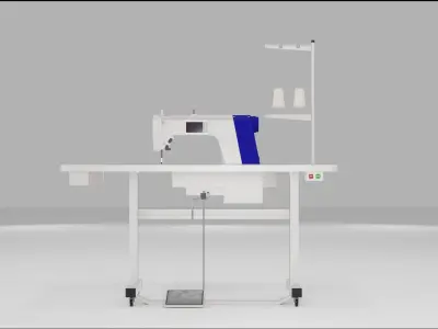 industrial low poly sewing machine Low-poly 3D model