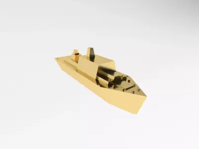 Cartoon Simple Warship v1 005 Low-poly 3D model