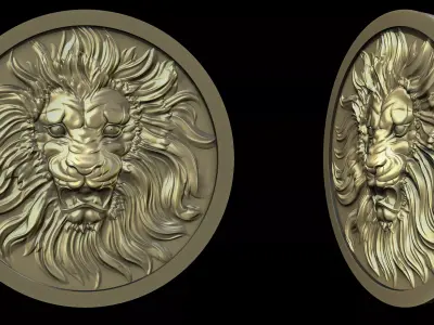 Lion Head bas-relief 3D model