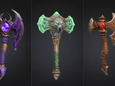 3D model Fantasy Warhammer bundle of 3 Low-poly 3D model