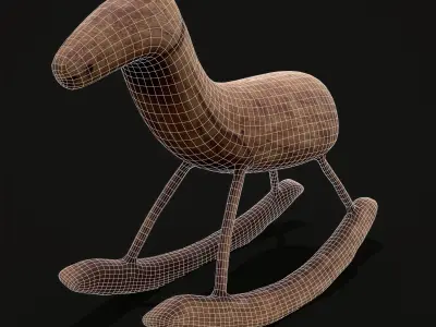 Rustic Medieval Rocking Horse Low-poly 3D model
