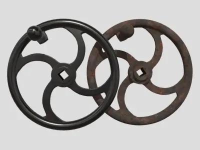 Crank Wheel With Handle Low-poly 3D model