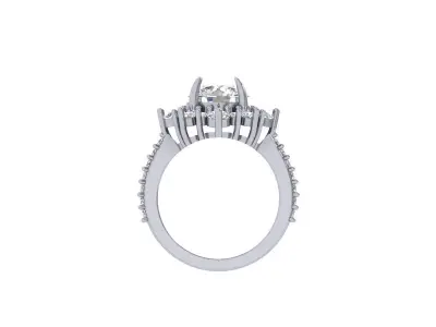 Solitaire Engagement Art Deco Ring 3D print model 67