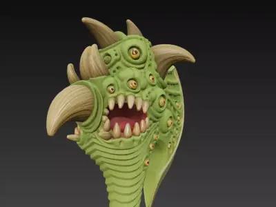 Mutant Beast Axe - Organic Fantasy Weapon 3D model