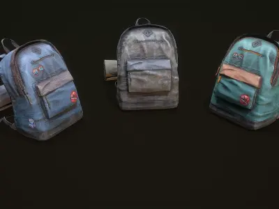 Camping Backpack Low-poly 3D model