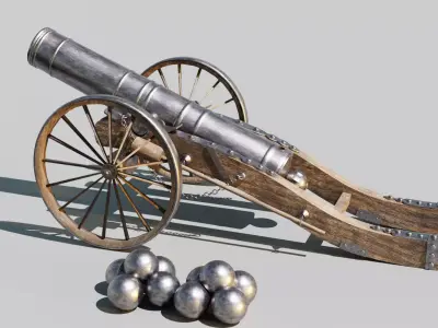  Cannon 3D Model Low-poly 3D model