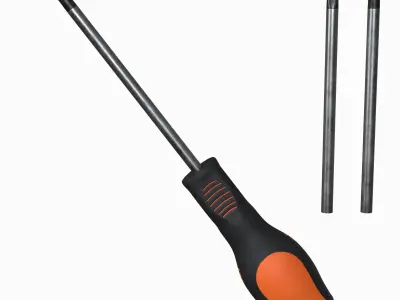 Screwdriver with orange and handle 3D model