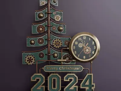 Steampunk Christmas table clock 3D model