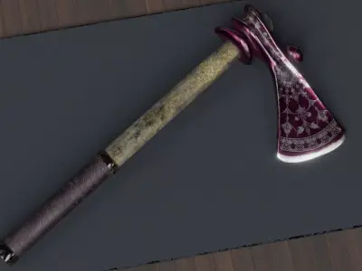 Axe 002  Medieval PBR 3D Axe for Unity Low-poly 3D model