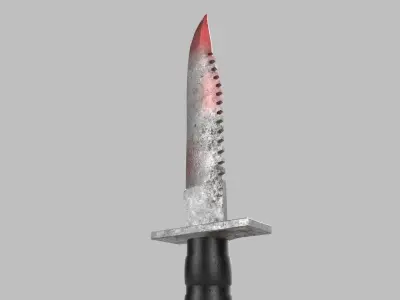 knife with flames Low-poly 3D model