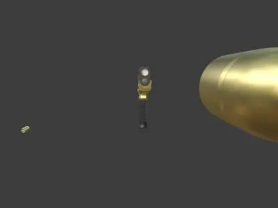 Gold Gun with easy animation 3D model