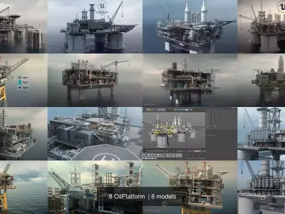 8 OilPlatform  3D Model Pack