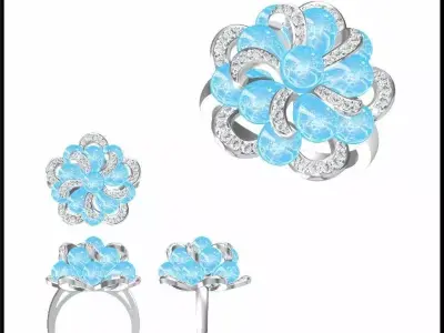 JCD Format Antique color stone rings cad jewellery design course 3D print model buy