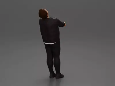 Man in jacket holding hands enjoying a playful dance 3D print model