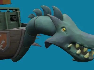 Dragon Ship Hand-Painted Low-poly 3D model