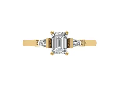 Emerald 3 Stone Ring 3D print model buy