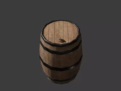 Low poly Wooden Barrel Model Low-poly 3D model