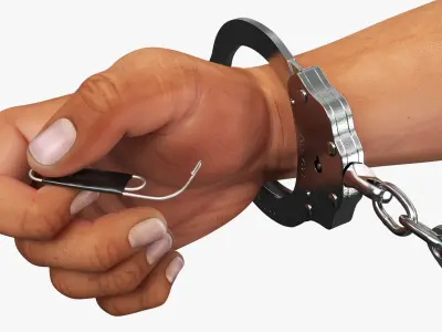  Locking Restraint Handcuffs Worn on Hands with Lockpick Metallic Silver 