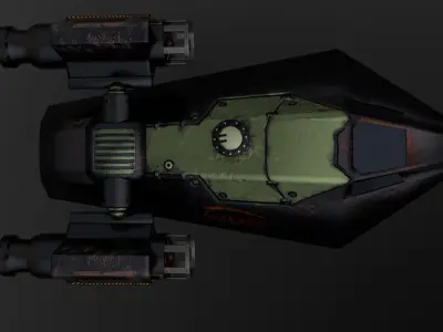 Spaceship Low-poly 3D model old rusty Low-poly 3D model