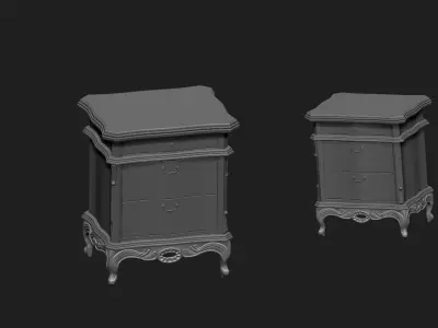 Vintage nightstand cabinet Low-poly 3D model