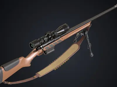 Hunting Rifle GameReady Low-poly 3D model