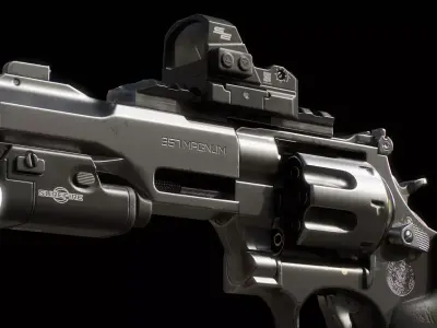 Smith and Wesson MP R8 Revolver Low-poly 3D model