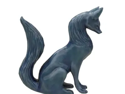 Fox porcelain statues Low-poly 3D model