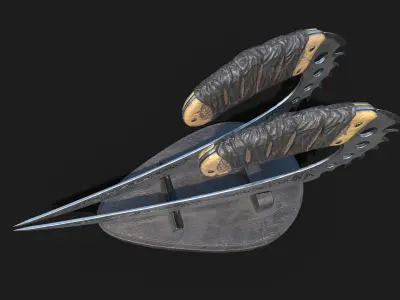 Low-Poly Daggers 3D model with Pedestal Low-poly 3D model