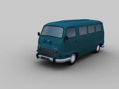 Lowpoly Van 4 retro bus Low-poly 3D model