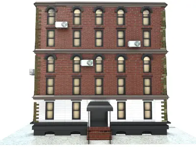 Street Building 3D Model Free low-poly 3D model