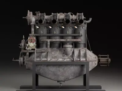 Hall-Scott A7 engine 3D model
