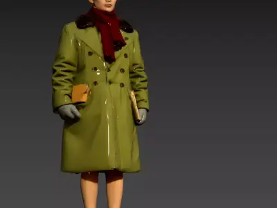 44 - Female Instructor Wearing Military Coat 3D model