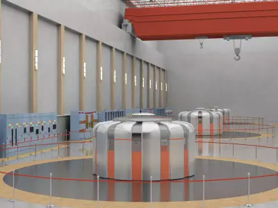 Hydropower Plant Turbine Hall   Power Generation Facility 3D model