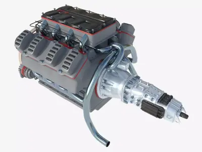 8 cylinder truck engine 3D model